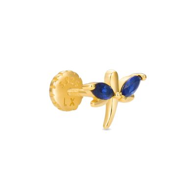 Piercing en argent sterling 925 avec zircones multicolores fini en or jaune 18 carats - Khainy