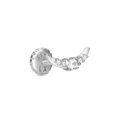 925 Sterling Silver Piercing with Shiny Zirconia Finished in Rhodium - Bashi