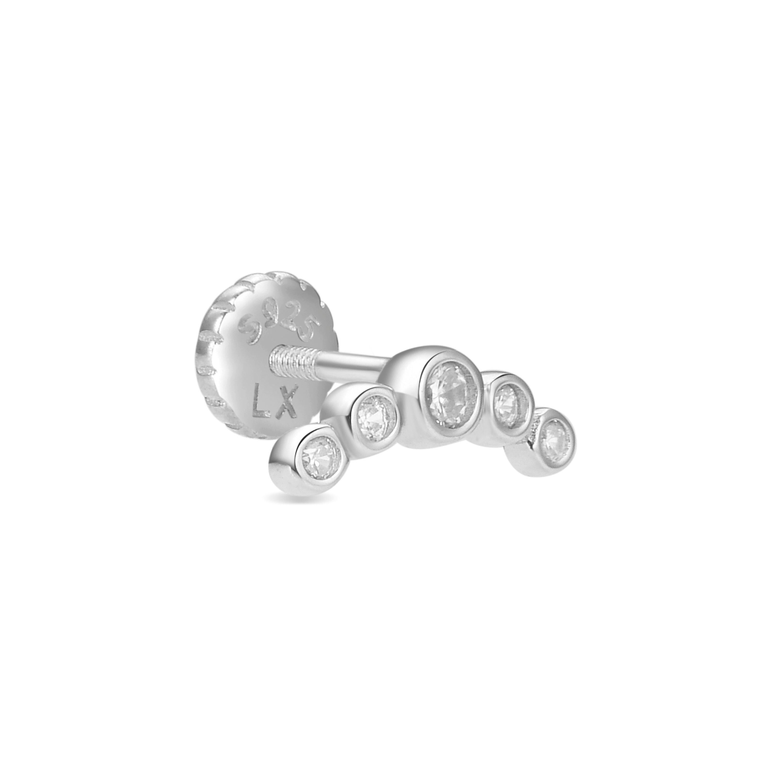 Piercing aus 925er Sterlingsilber mit glänzendem Zirkonia in Rhodium veredelt – Iebi