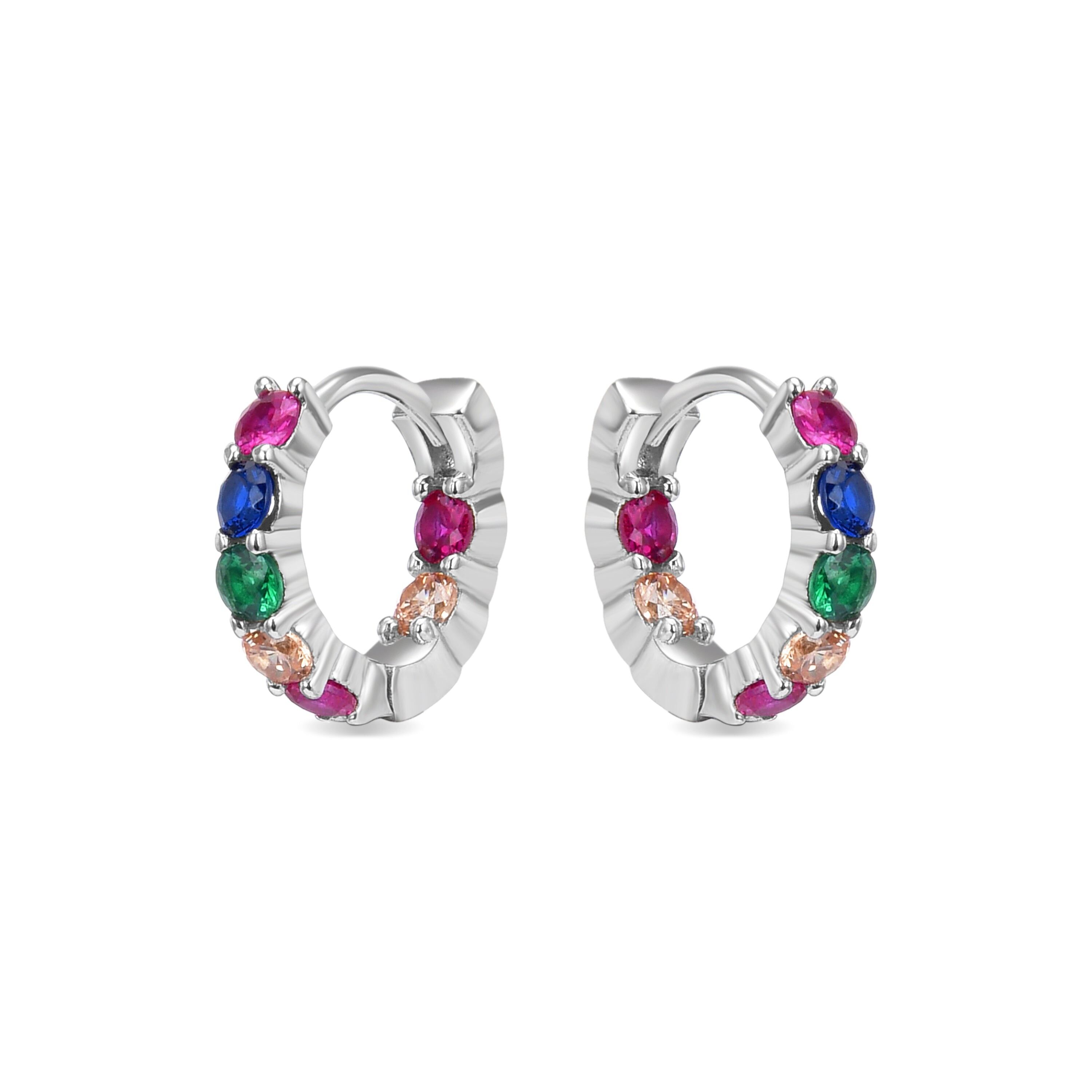 Ohrringe aus 925er-Sterlingsilber mit mehrfarbigem Zirkonia in Rhodium veredelt – Yarek