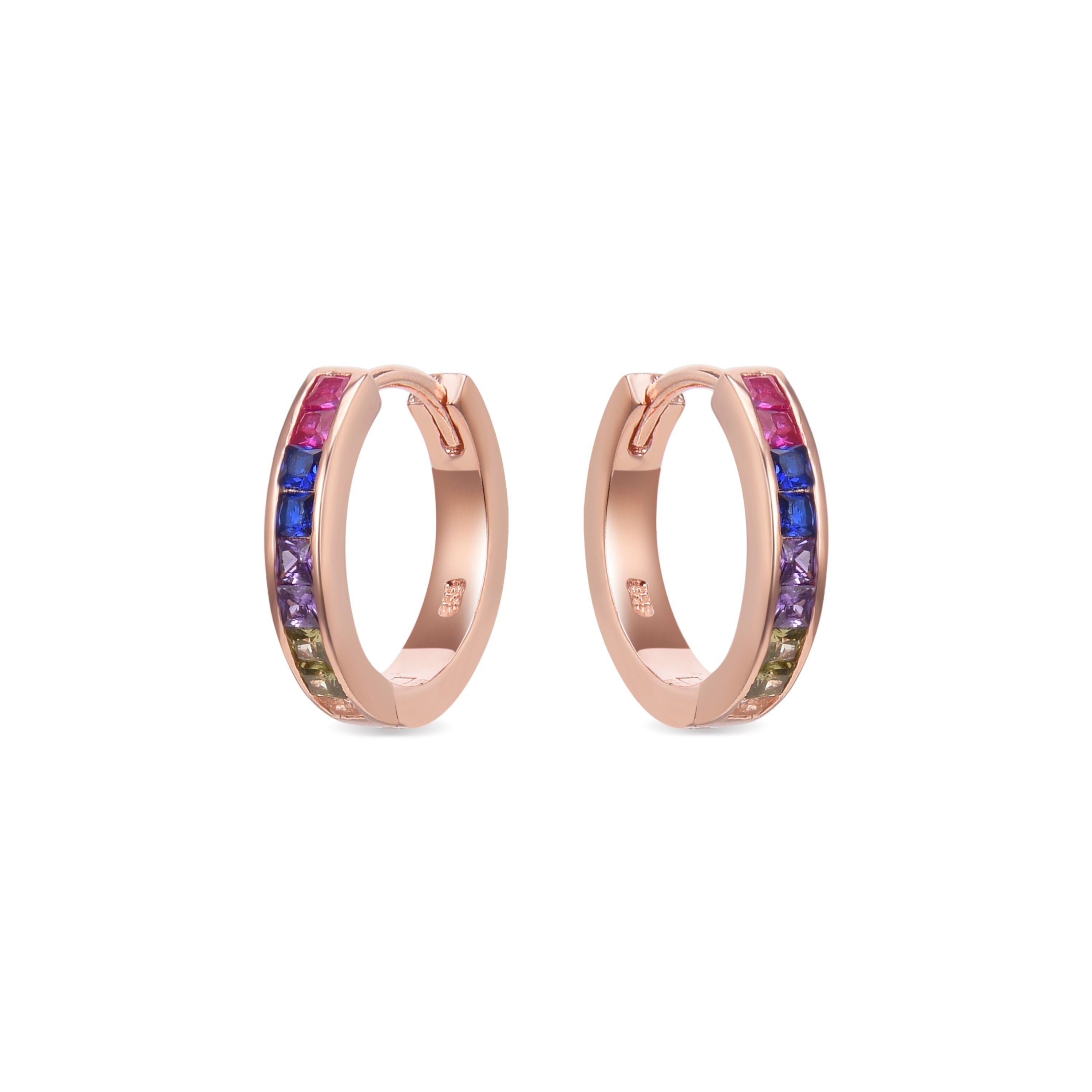 Ohrringe aus 925er-Sterlingsilber mit mehrfarbigem Zirkonia in 18-karätigem Roségold – Waa