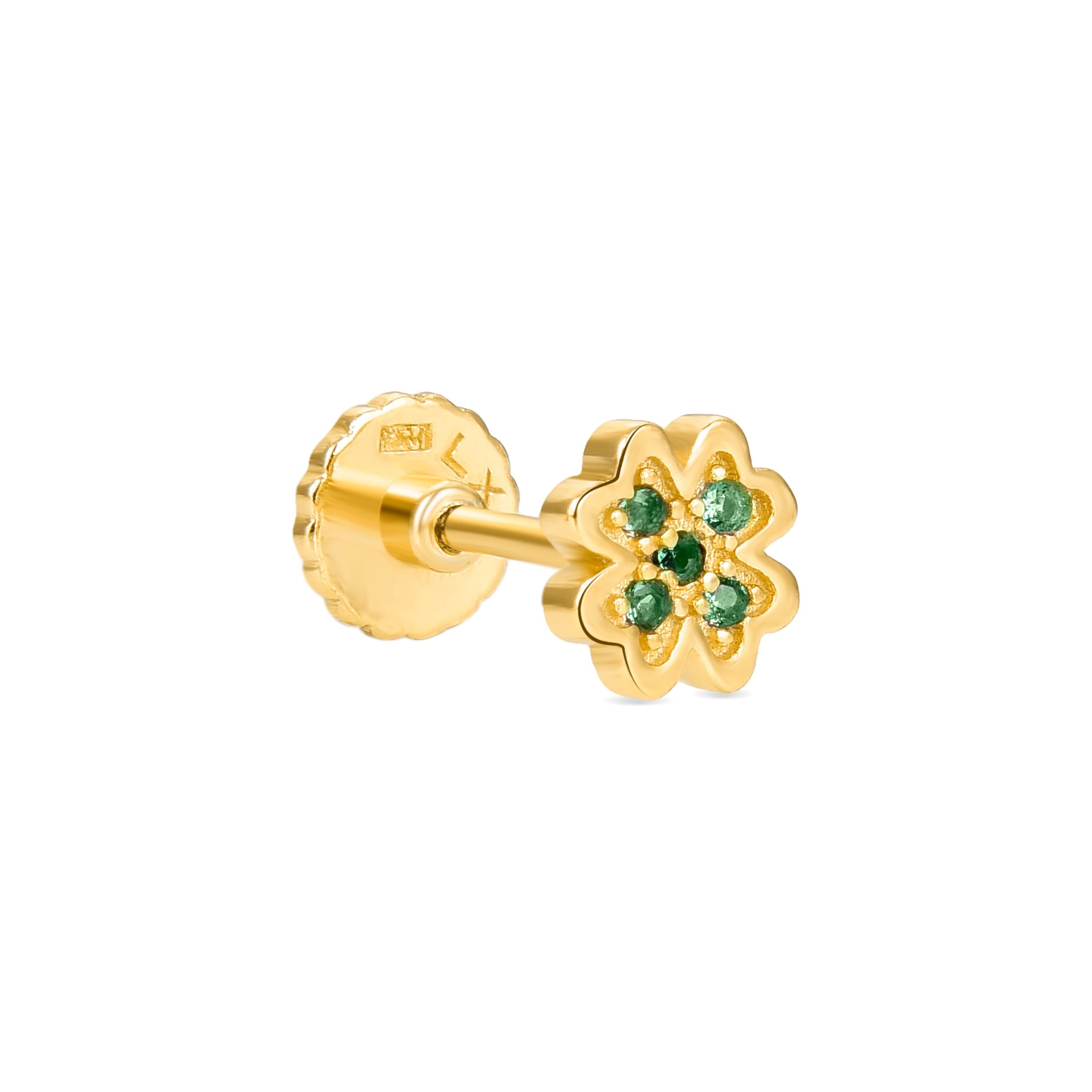 Piercing in argento sterling 925 con smeraldi zirconi rifiniti in oro giallo 18 carati - Kanay