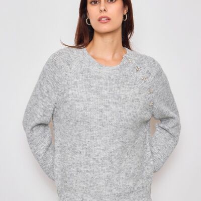 Jersey con botones de strass en el hombro