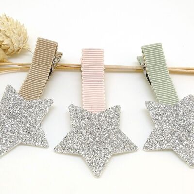 Fermaglio per capelli con stella glitterata