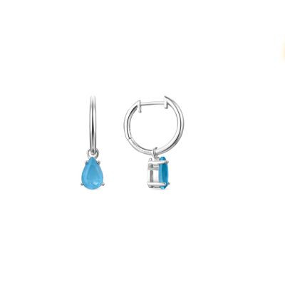 Boucles d'oreilles en argent sterling 925 avec doublet d'aigue-marine fini en rhodium - Elha
