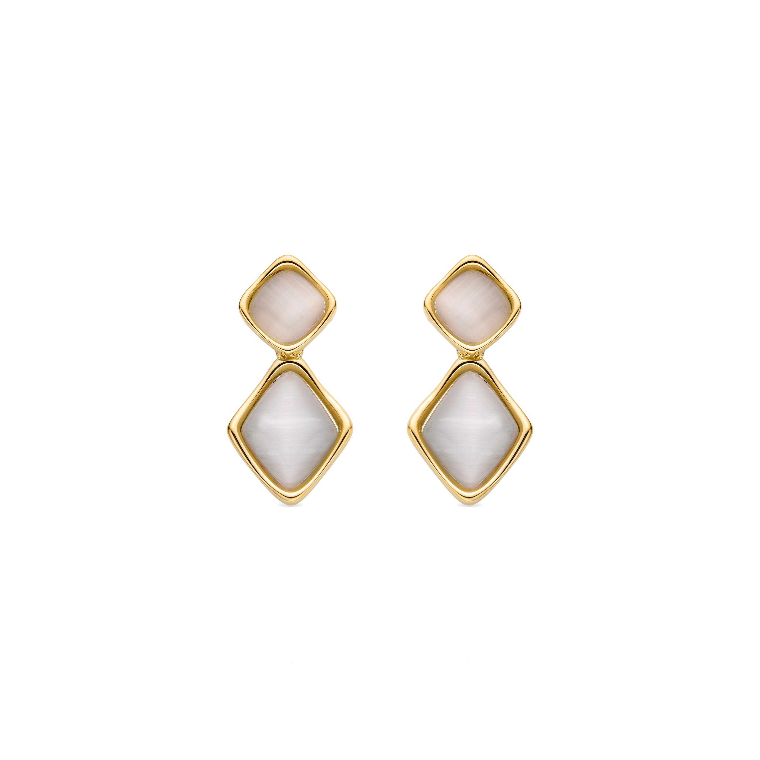 Orecchini in madreperla bianca rifiniti in oro giallo 18 carati - Zahere