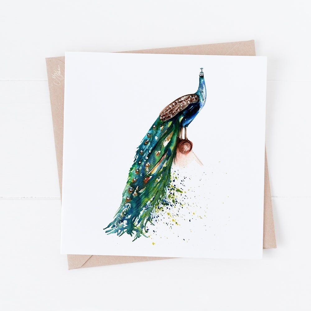 Carte de voeux de paon