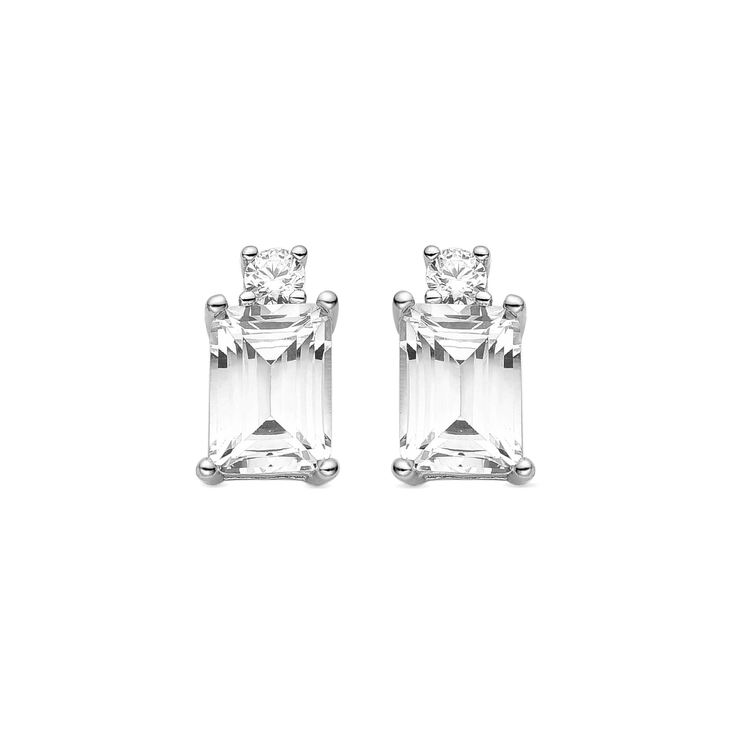 Ohrringe aus 925er-Sterlingsilber mit glänzendem Zirkonia und rhodiniertem Finish – Tany