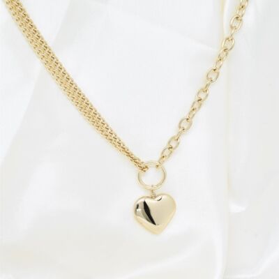 Collier coeur maillons en acier inoxydable - BJ210225