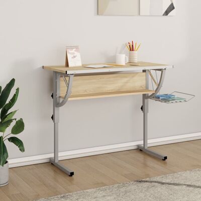 Escritorio artesanal Sonoma Oak&Grey 110x53x(58-87)cm Madera industrializada y acero