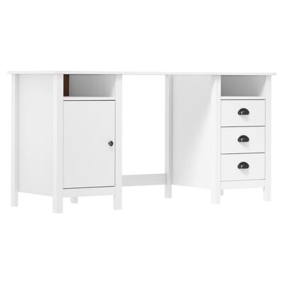 Bureau "Hill" Blanc 150x50x74 cm Bois de Pin Massif