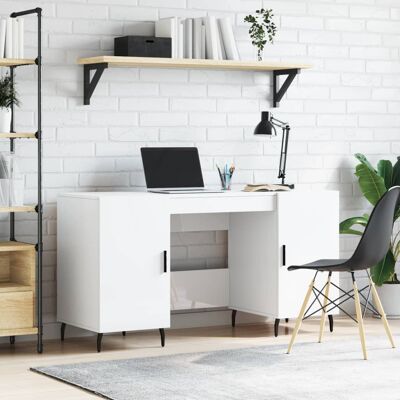 Scrivania Bianco Lucido 140x50x75 cm Legno ingegnerizzato