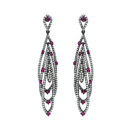 Multi-Colour Gem Feather Drop Earrings