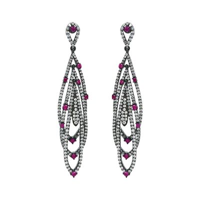 Multi-Colour Gem Feather Drop Earrings