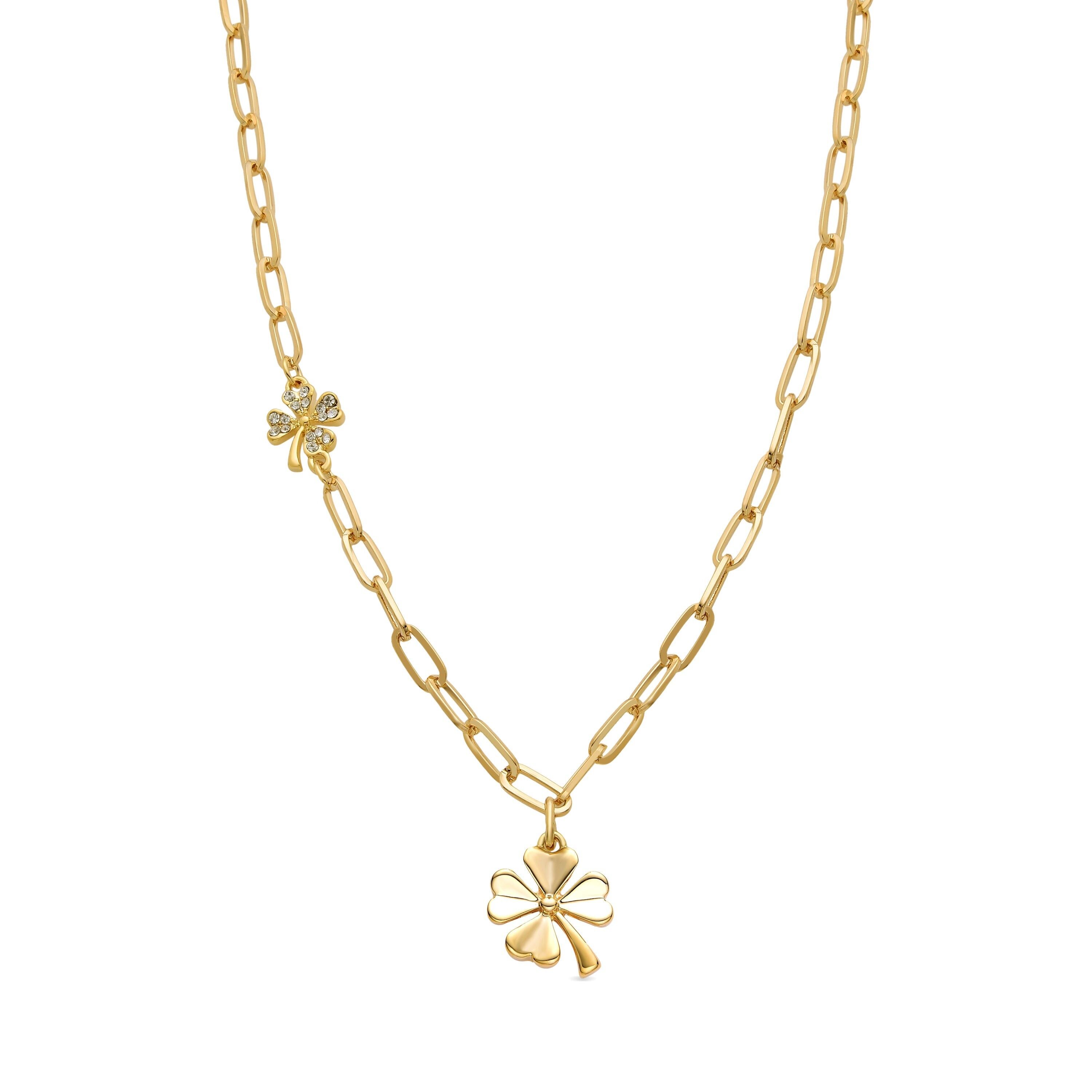 Glänzende Zirkonia-Halskette aus 18 Karat Gelbgold – Blume