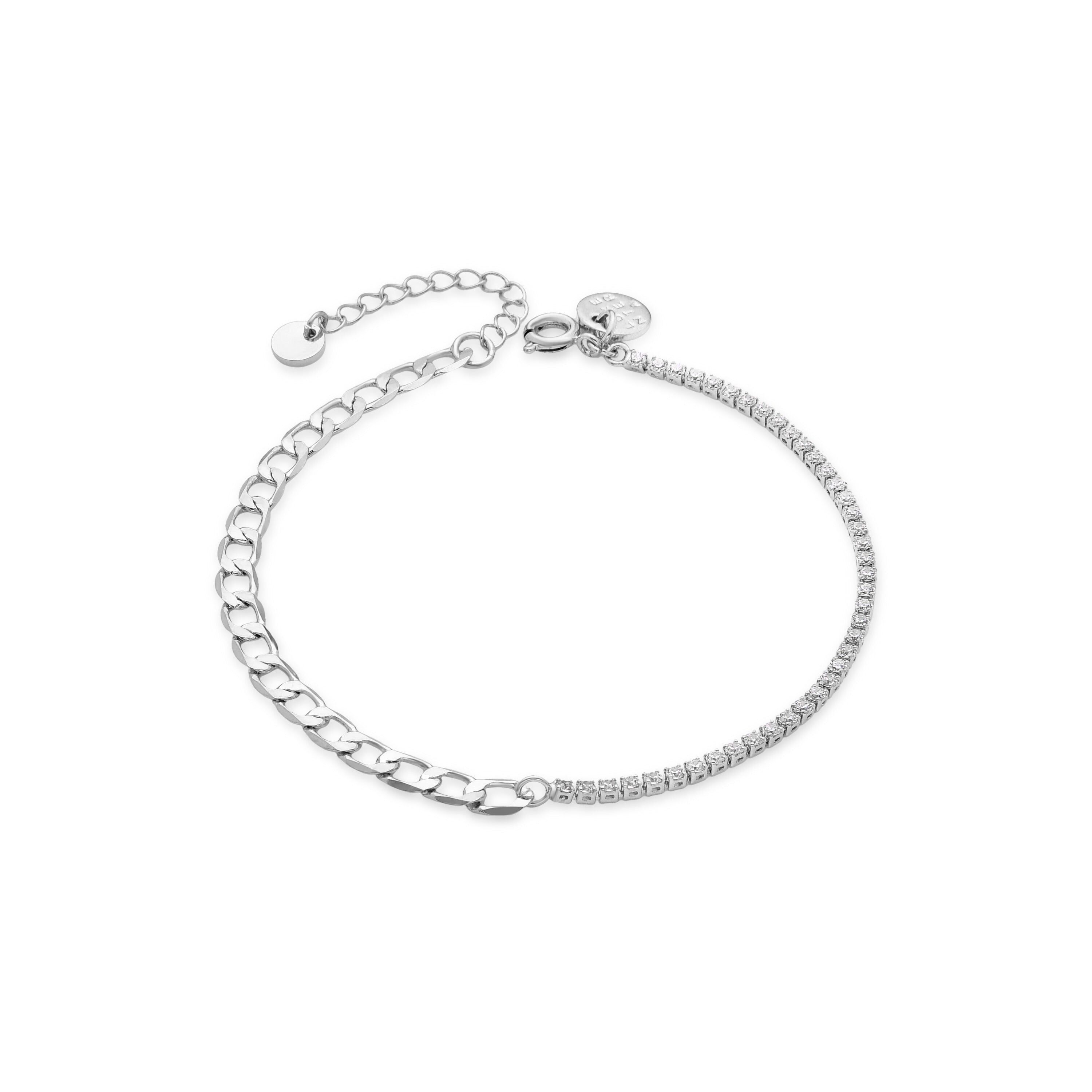 Bracelet en zircone brillant fini en rhodium - Nirik