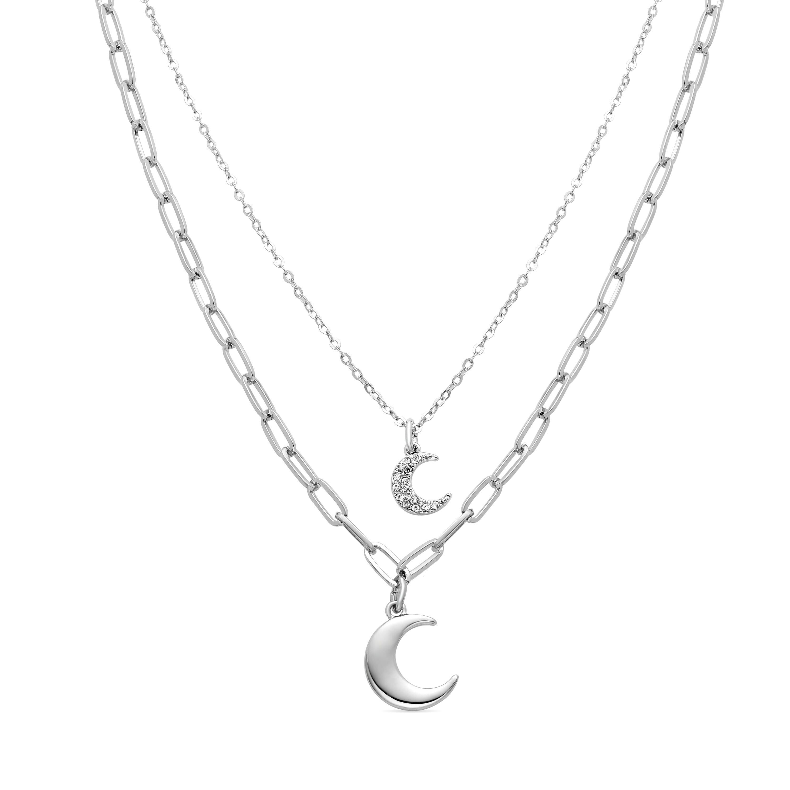 Glänzende Zirkonia-Halskette in Rhodium veredelt – Luna