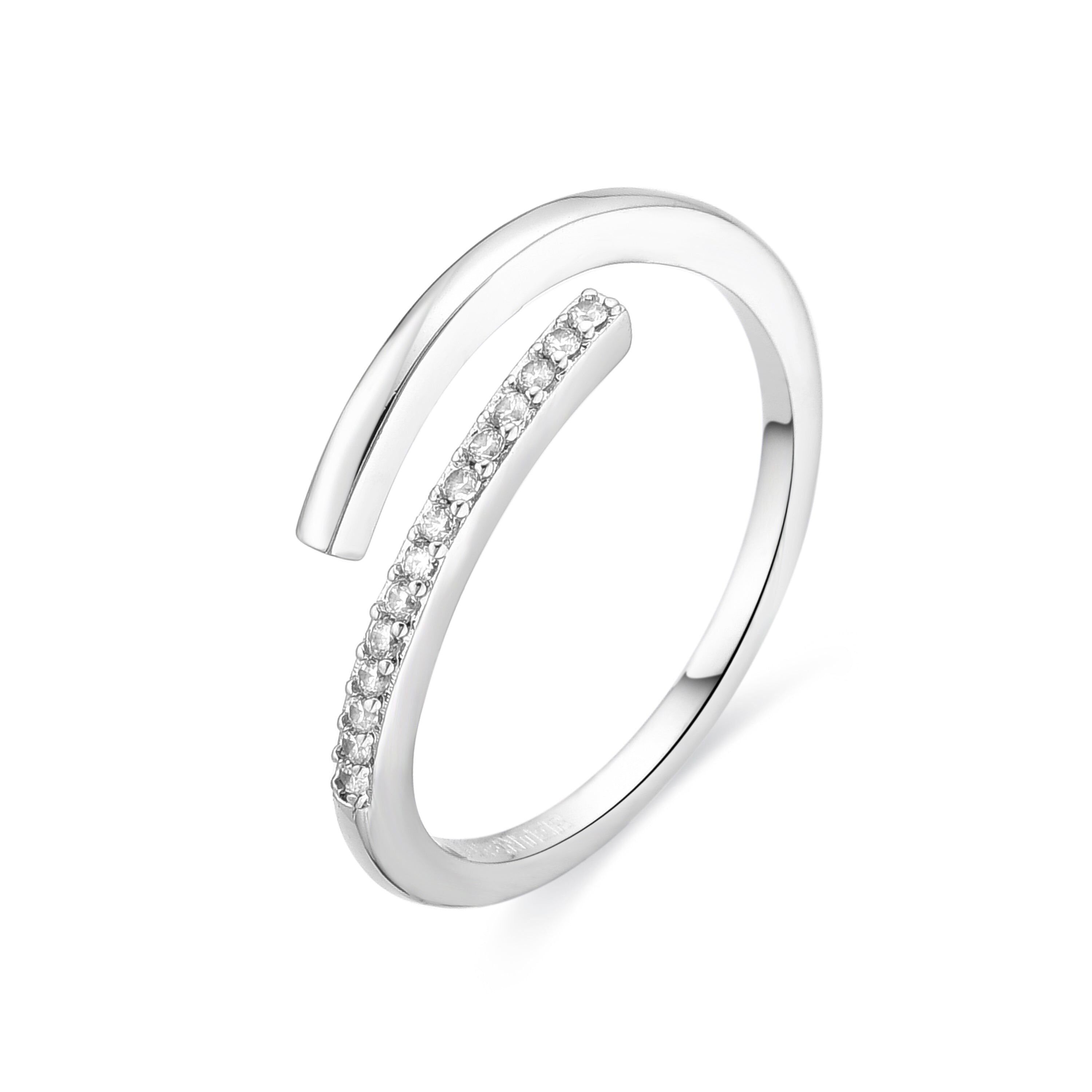 Glänzender Zirkonia-Ring in Rhodium veredelt – Dilex