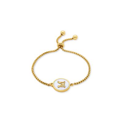 Bracciale in madreperla bianca rifinito in oro giallo 18 carati - Alfabeto