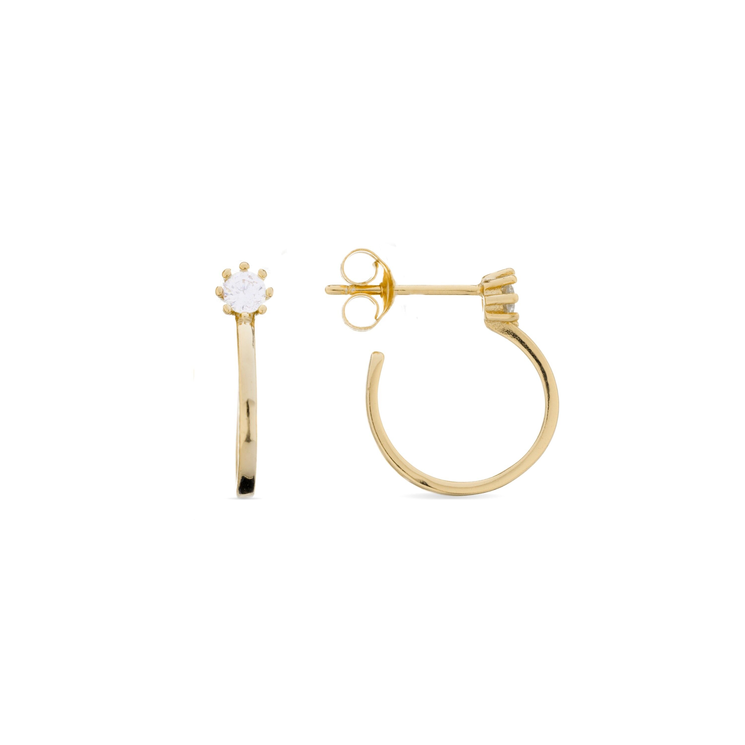 Orecchini in argento sterling 925 con zirconi lucenti rifiniti in oro giallo 18 carati - Nazta