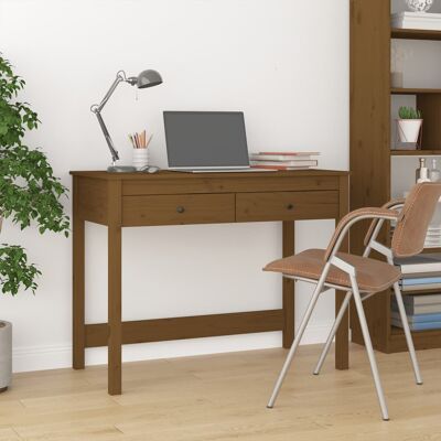 Scrivania con cassetti Marrone Miele 100x50x78 cm Legno Massello Pino