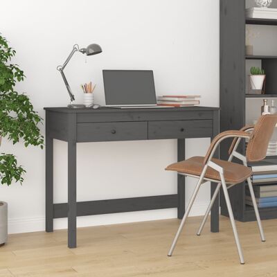Scrivania con cassetti Grigio 100x50x78 cm Legno massello Pino