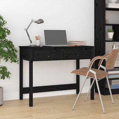 Scrivania con cassetti Nero 100x50x78 cm Legno massello Pino