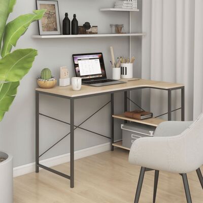 Scrivania per computer nera e rovere 110x72x70 cm in legno ingegnerizzato