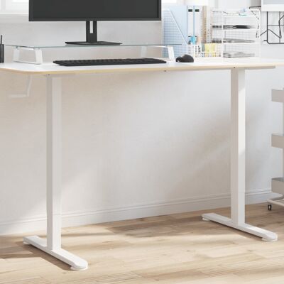 Escritorio de pie con estructura de acero blanco (94-135) x 60 x (70-114) cm