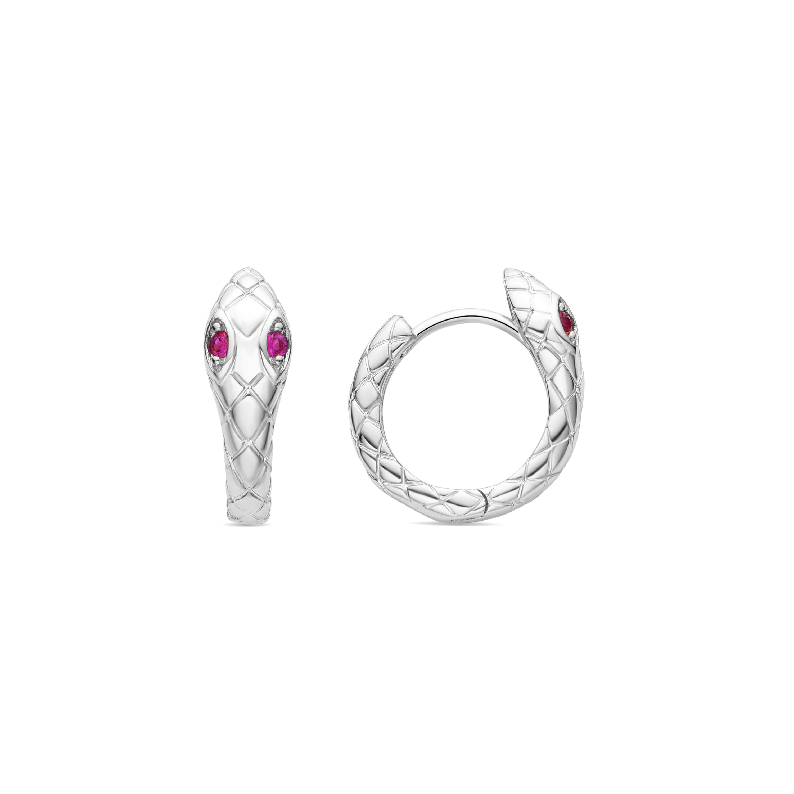 Boucles d'oreilles rubis zircone finition rhodium - Madsi