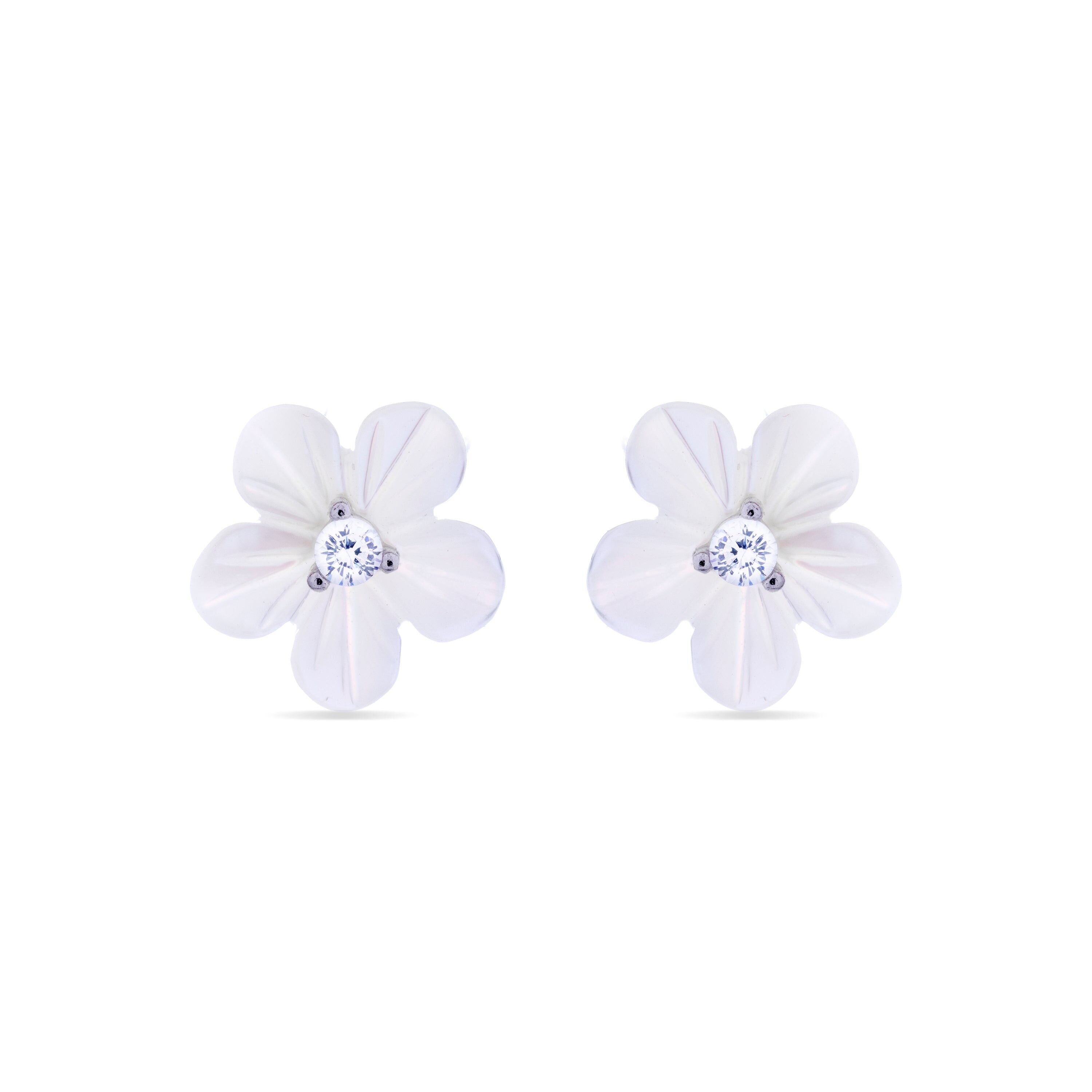 Orecchini in Argento Sterling 925 con Zirconi Lucidi rifiniti in rodio - Fiore