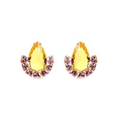 Gold Beryl Zirconia Earrings finished in 18K rose gold - Vorian
