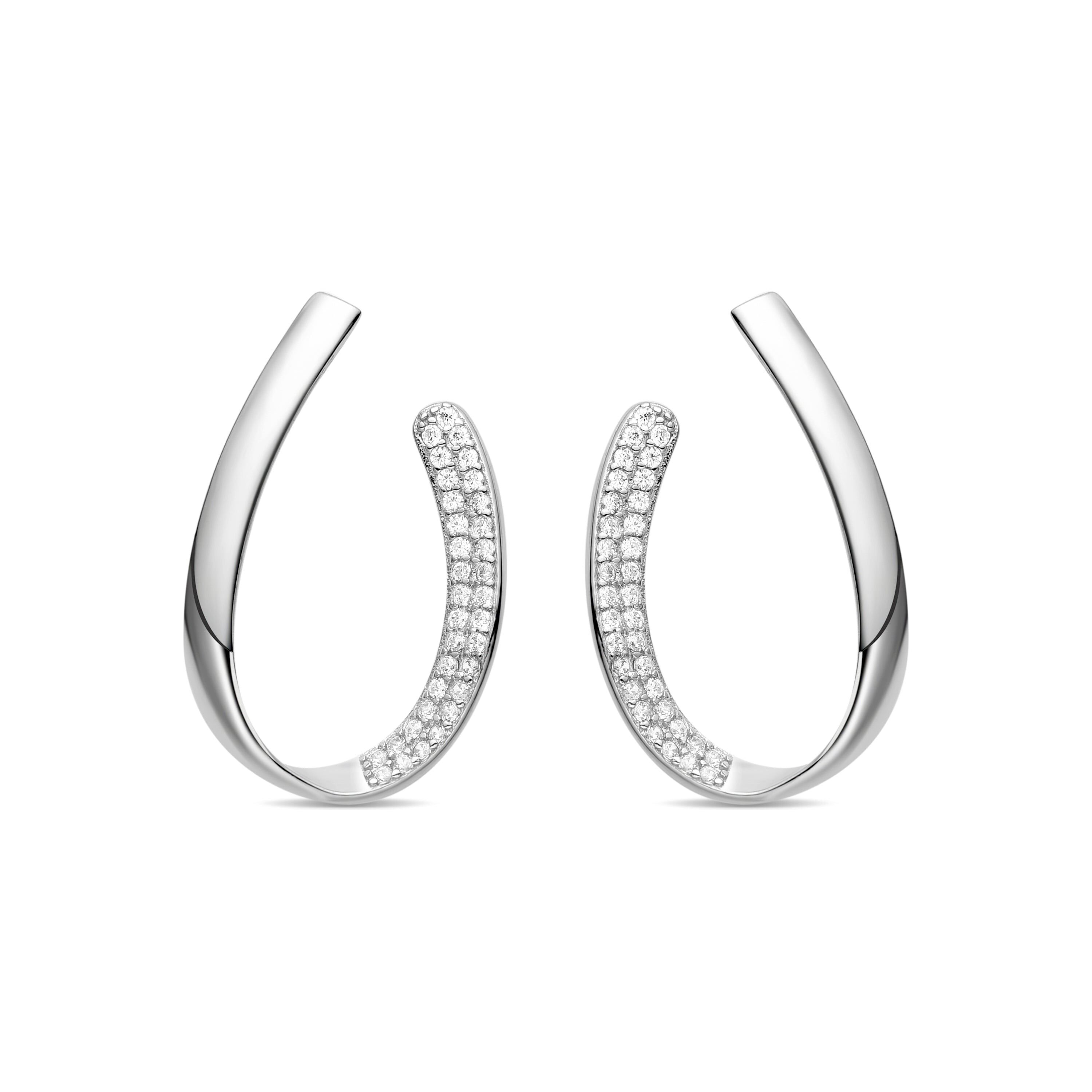 Orecchini in Argento Sterling 925 con Zirconi Lucidi rifiniti in rodio - Omo