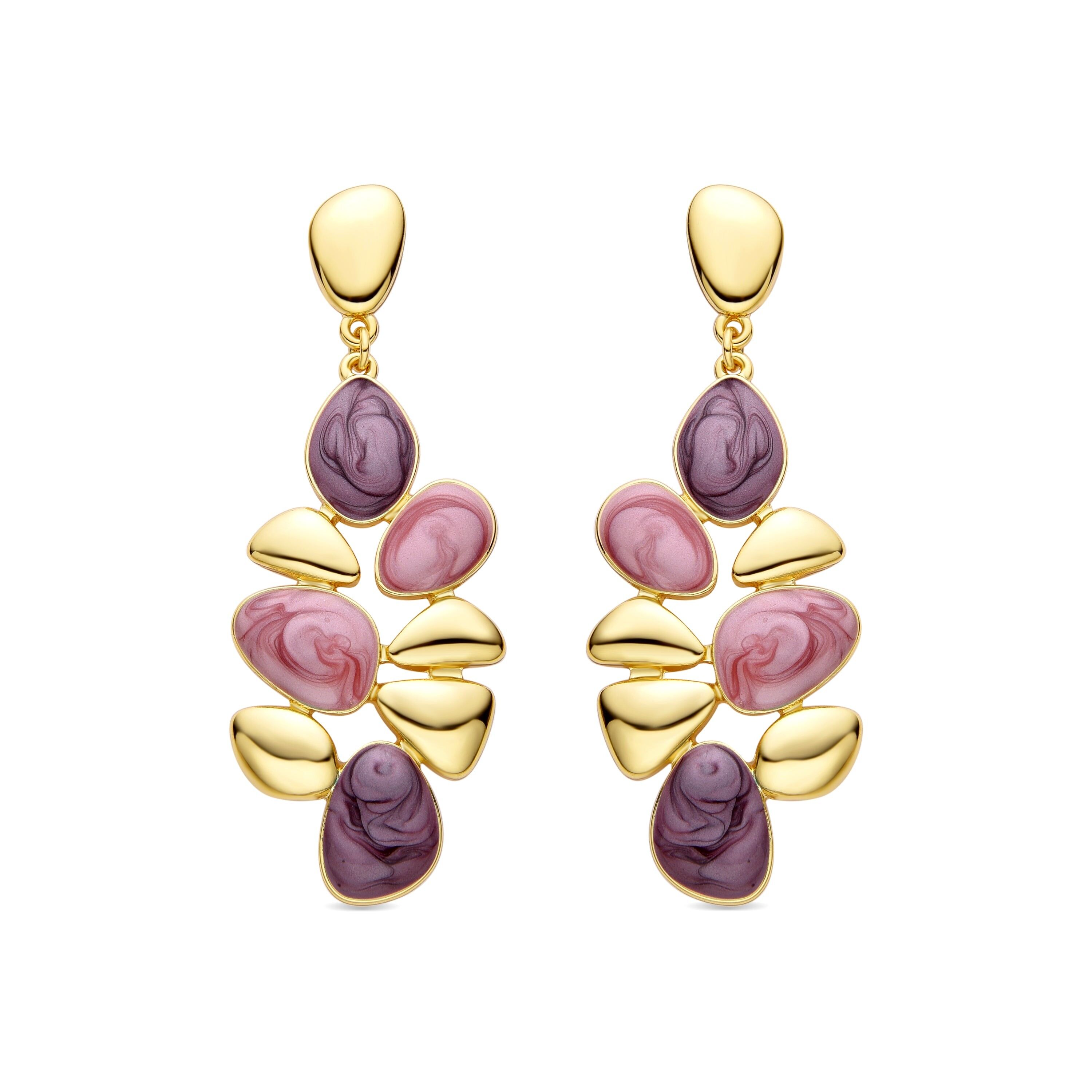 Orecchini in resina viola rifiniti in oro giallo 18 carati - Nortul