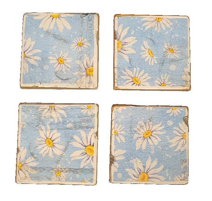 juego de posavasos/4 margaritas en azul