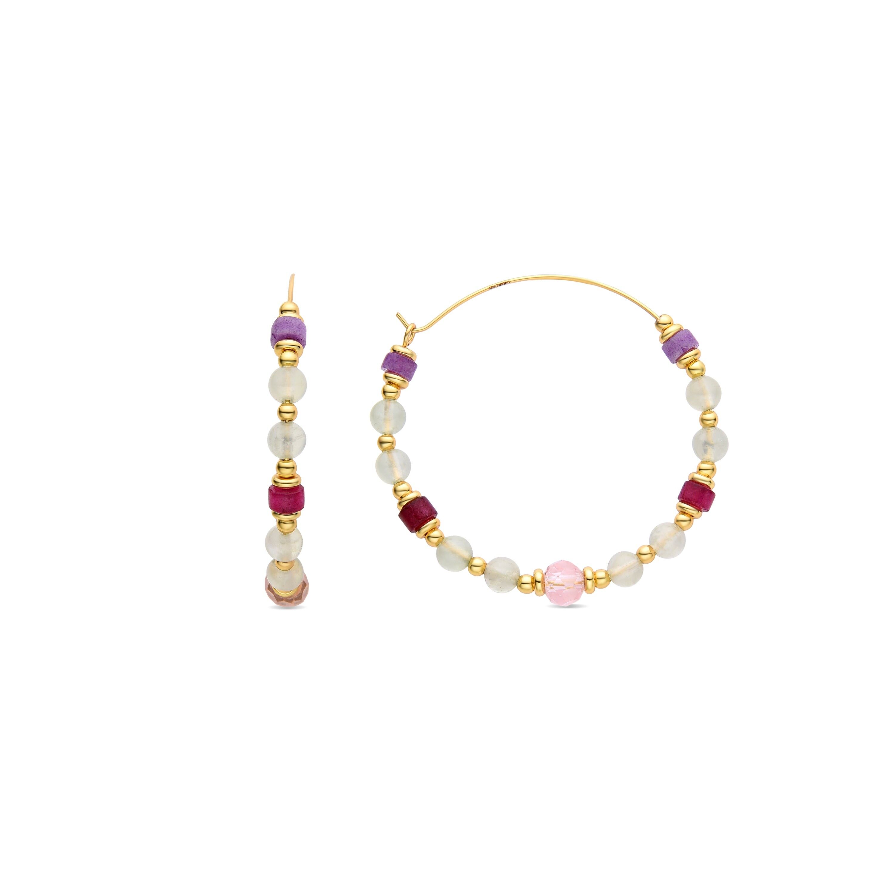 Orecchini in argento sterling 925 con prehenite rifiniti in oro giallo 18 carati - Orchoi