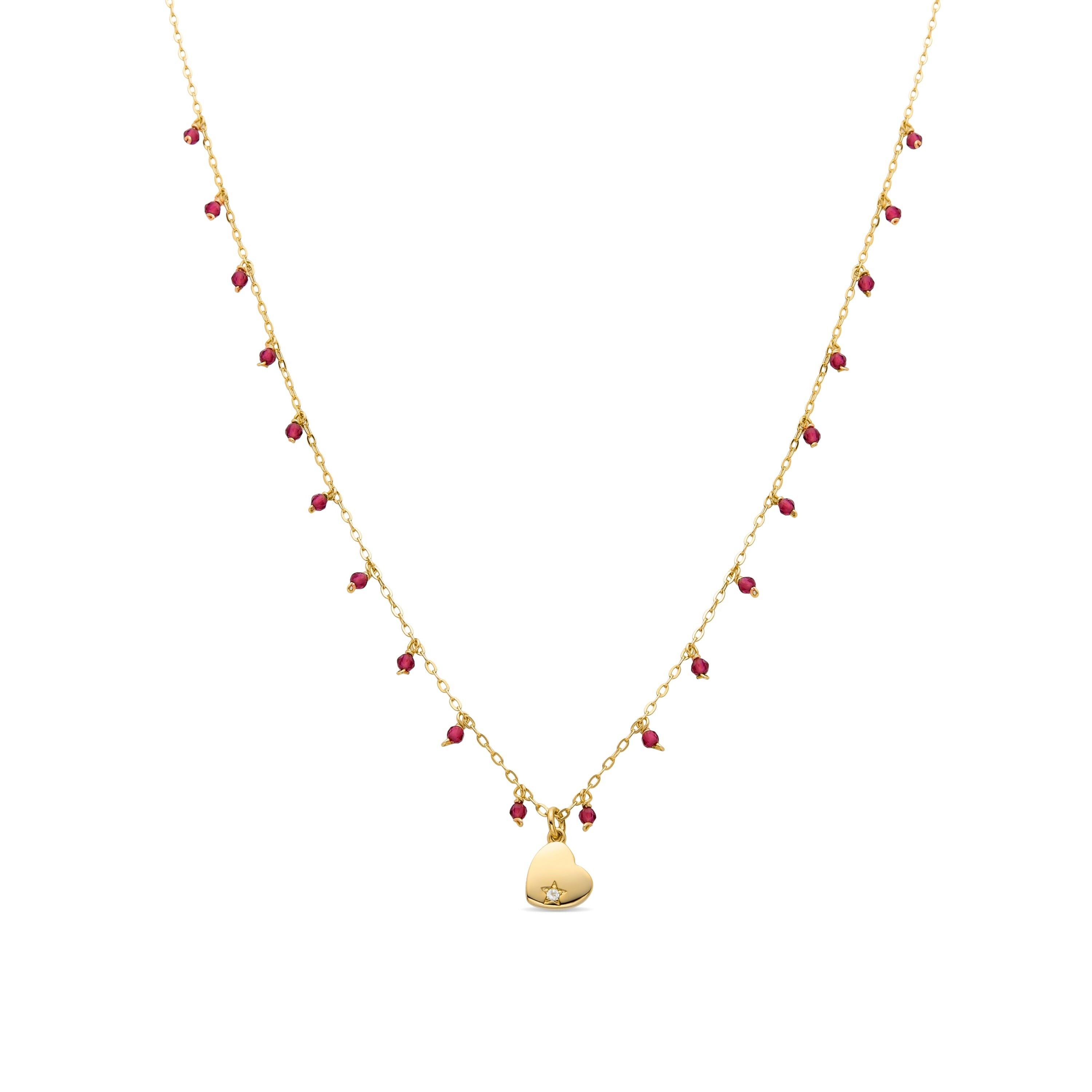 Collana in argento sterling 925 con cristallo rosso rifinita in oro giallo 18 carati - Erilah