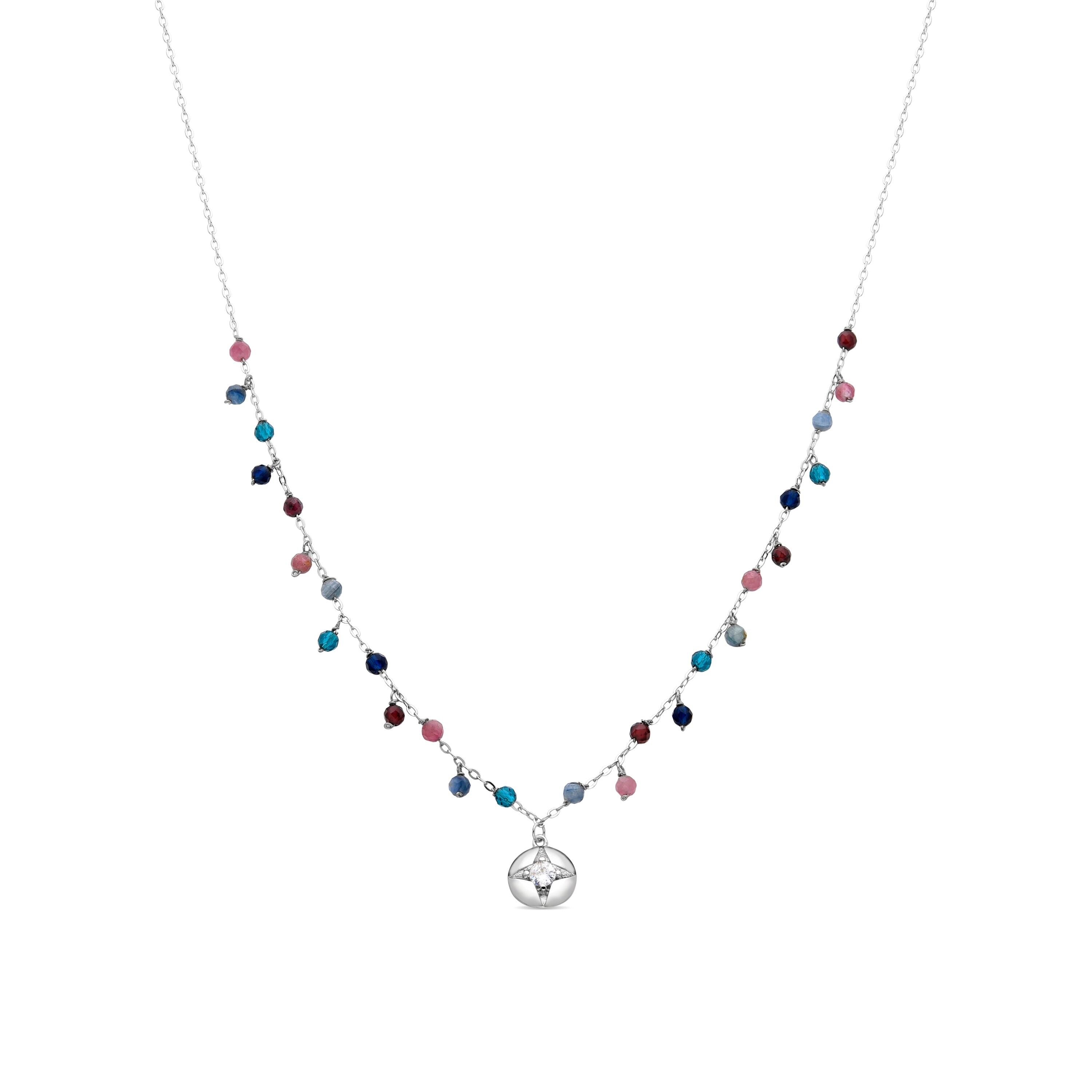 Collana in Argento Sterling 925 con Cristalli Blu Scuro finitura rodiata - Kabe