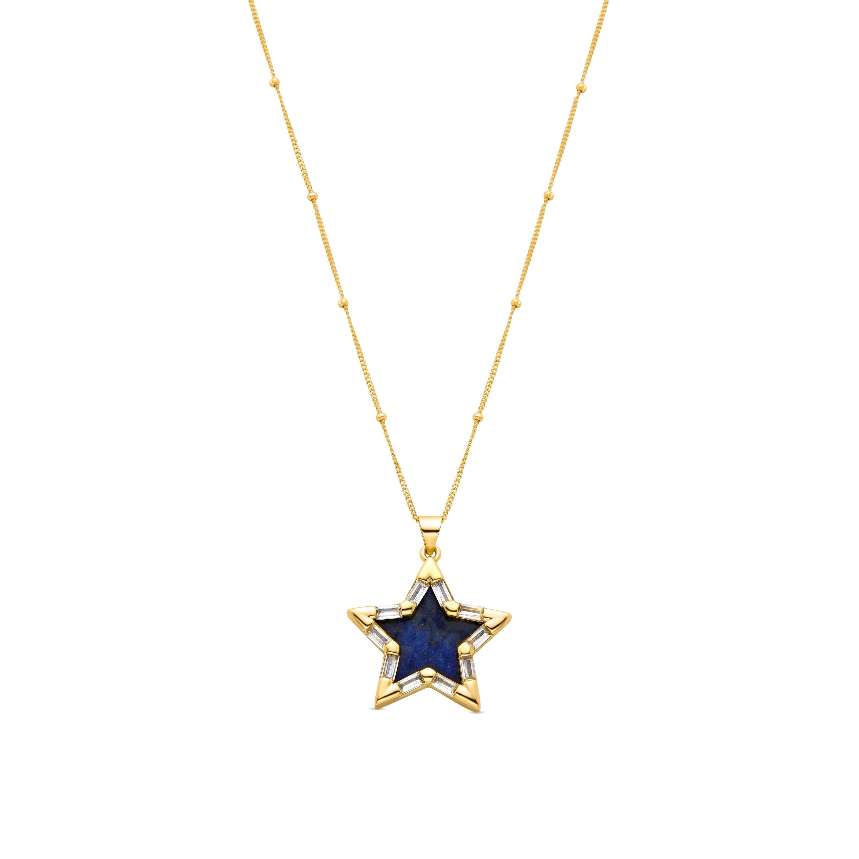 Collana con lapislazzuli naturali rifinita in oro giallo 18 carati - Stella