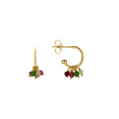 Boucles d'oreilles en cristal multicolore finies en or jaune 18 carats - Letaba