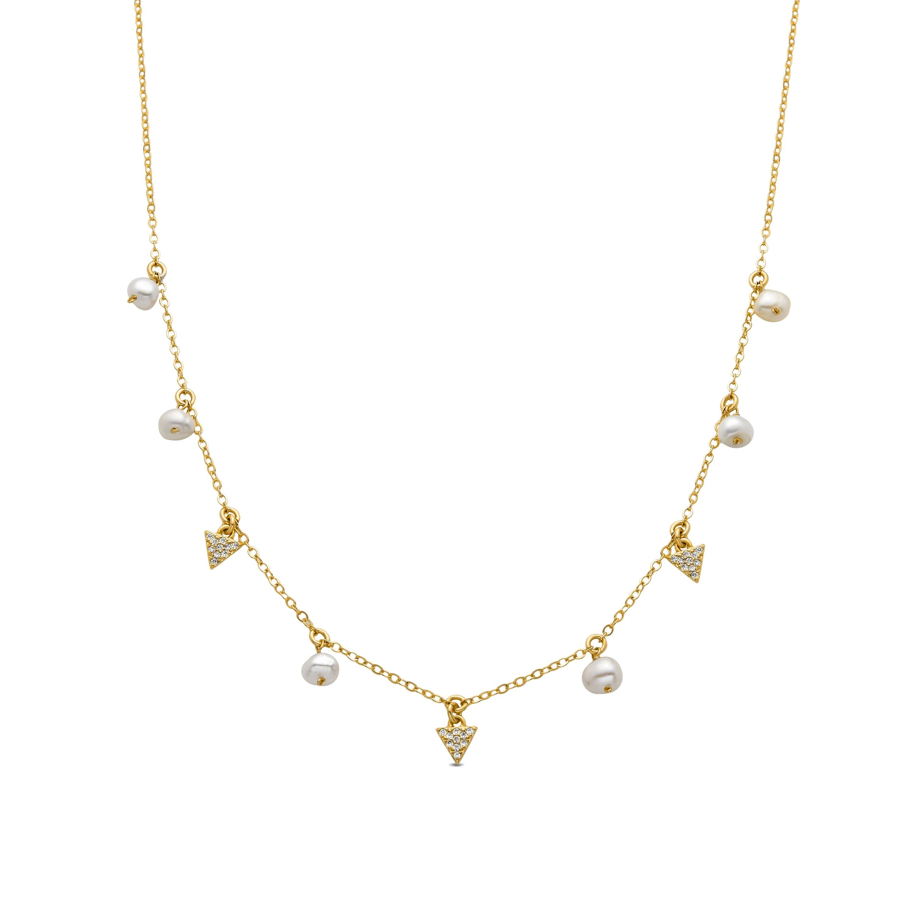 Collana di perle bianche rifinita in oro giallo 18 carati - Sonle