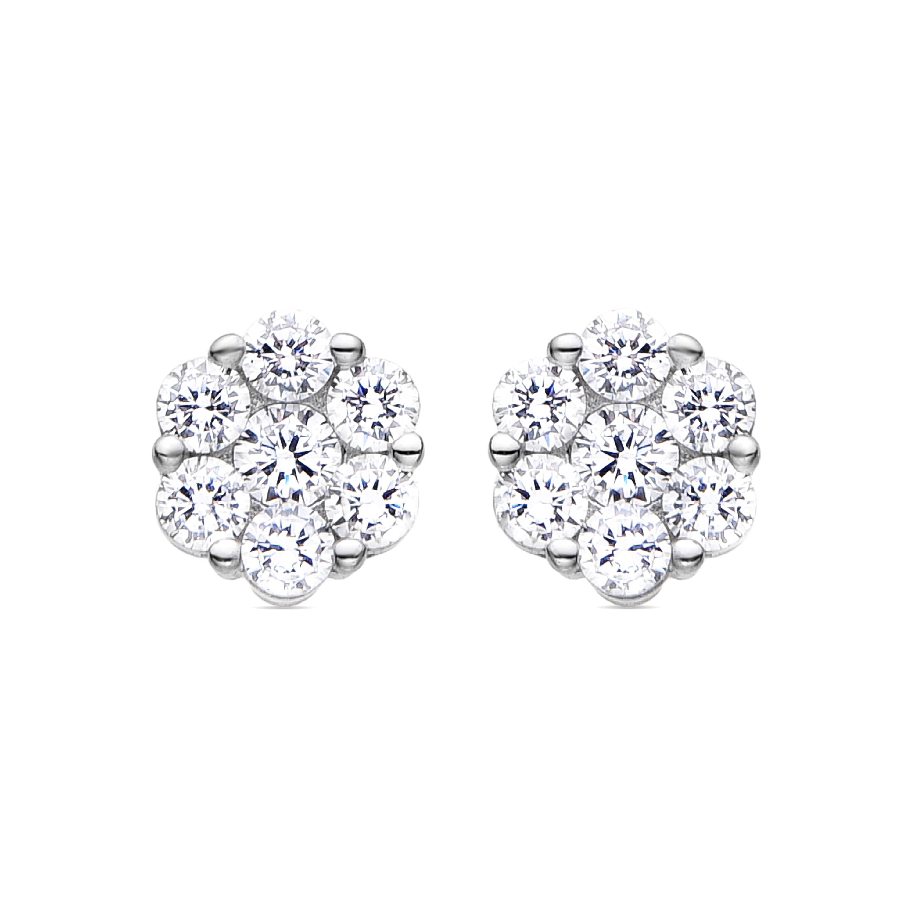 Orecchini in Argento Sterling 925 con Zirconi Lucidi rifiniti in rodio - Tsein