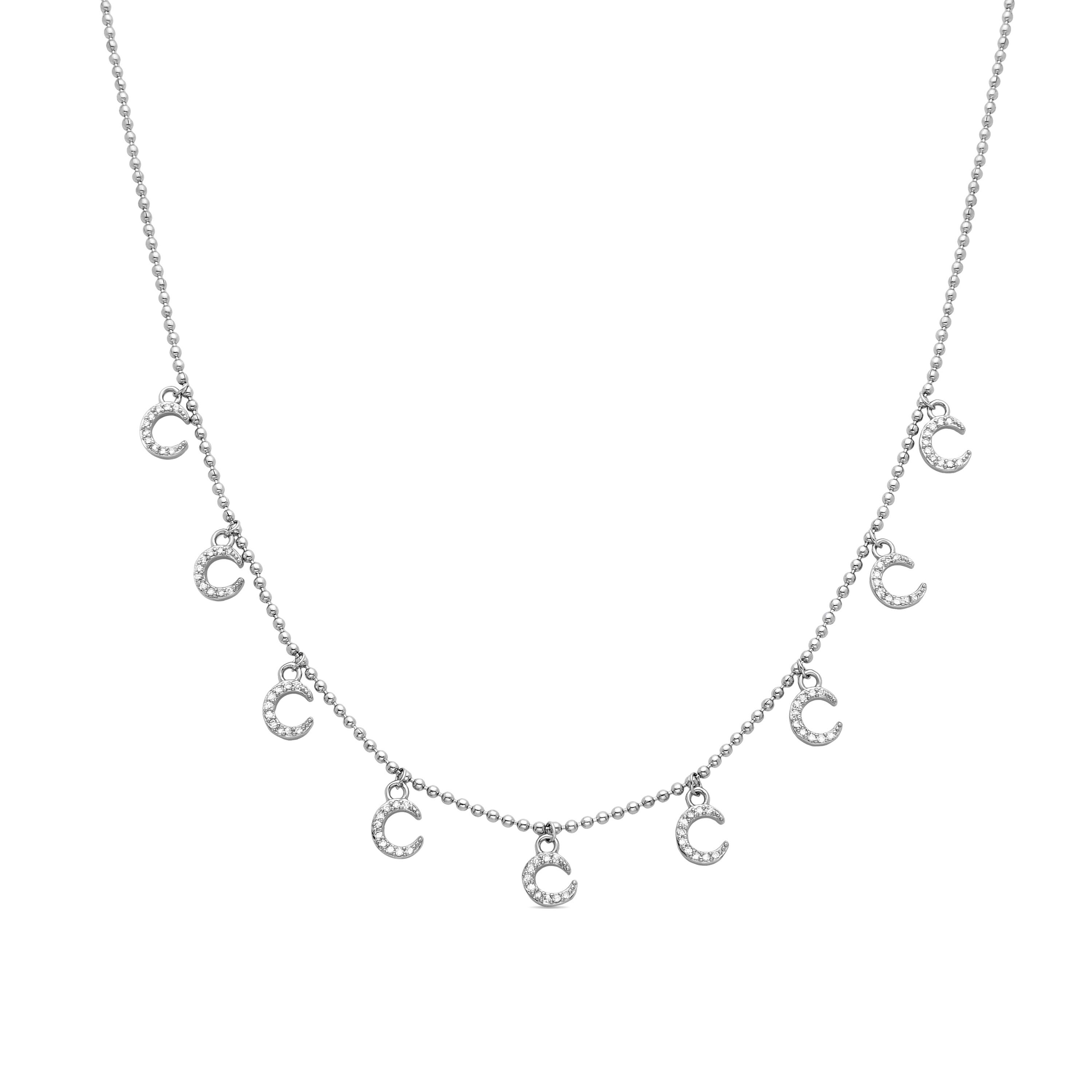 Collana con zirconi lucenti rifiniti in rodio - Sadil