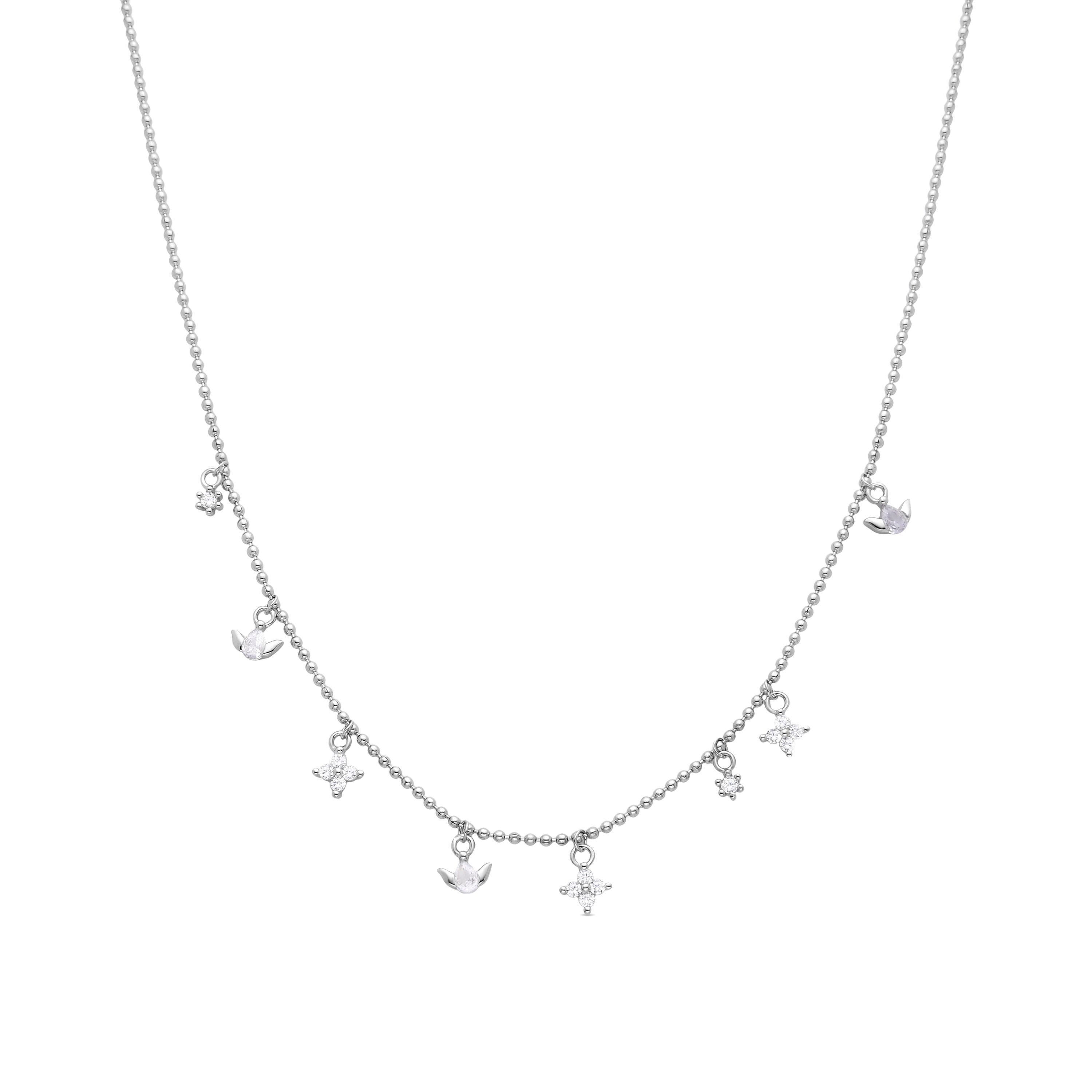 Collana con zirconi lucenti rifiniti in rodio - Wald