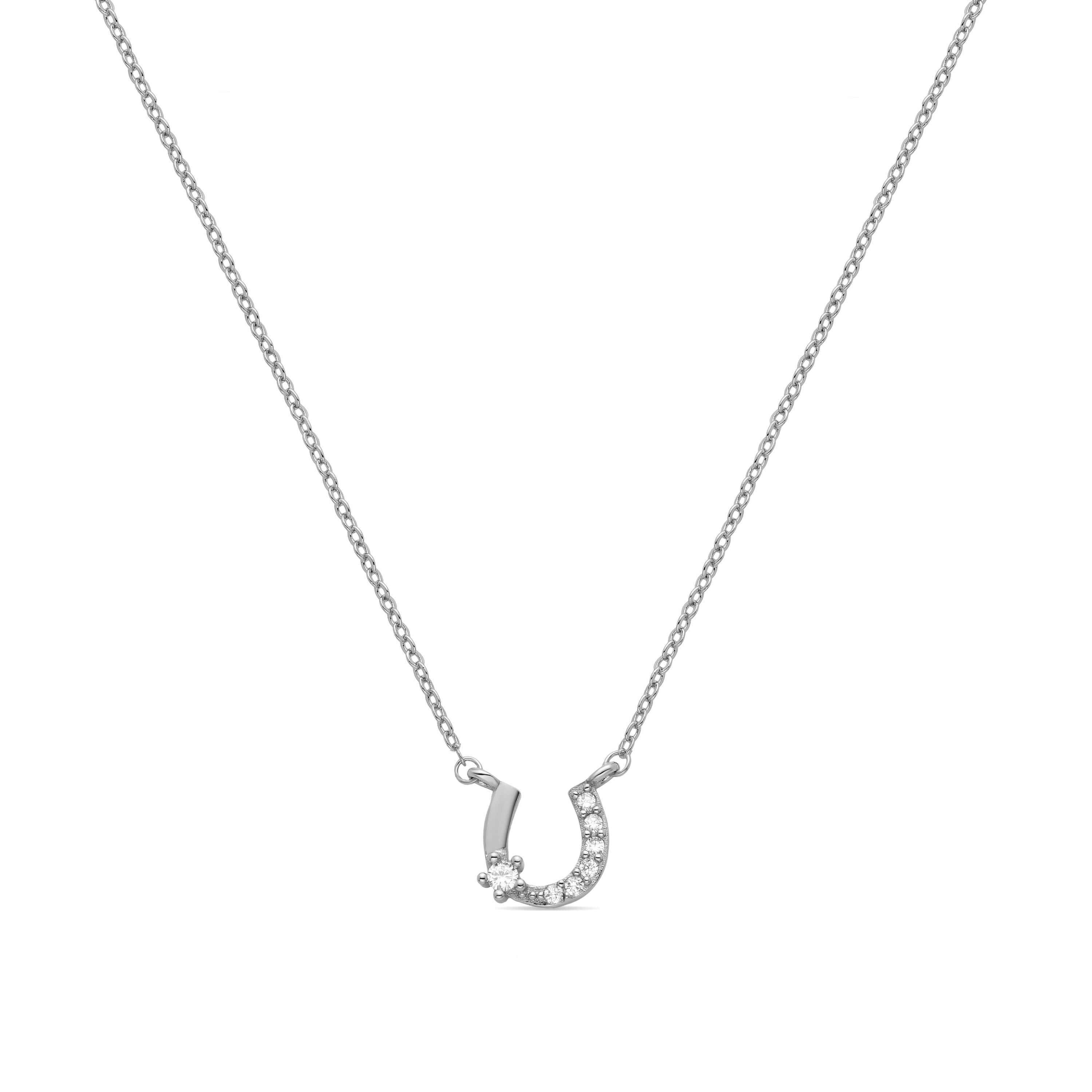 Collana con zirconi lucenti rifinita in rodio - Nakha