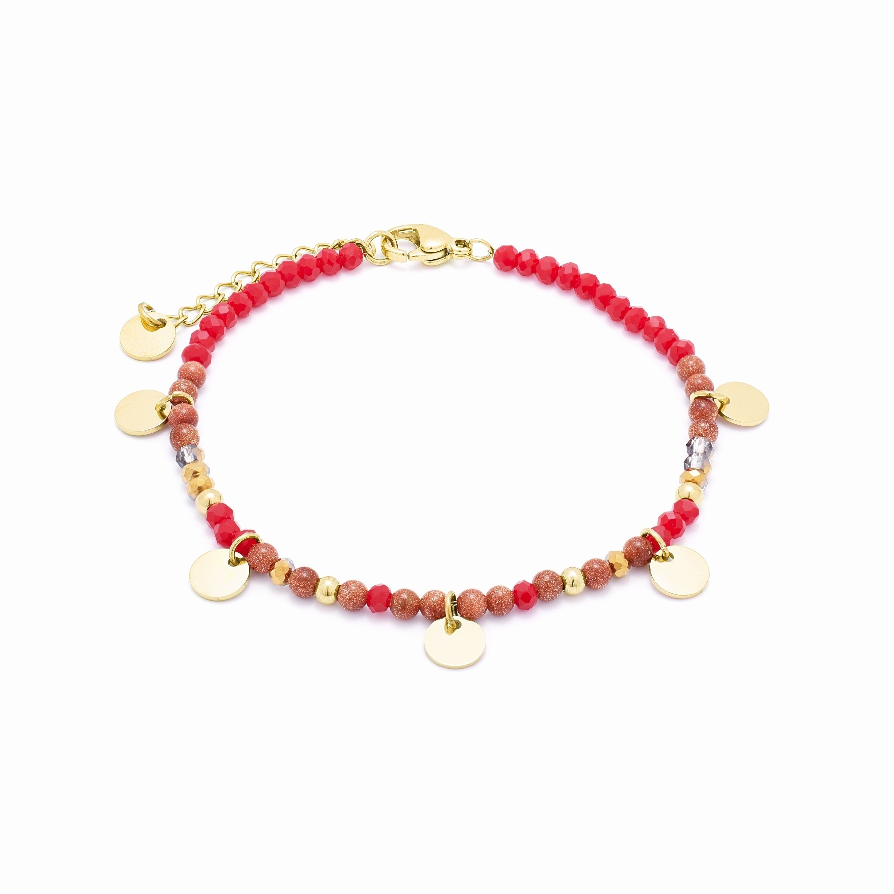 Red Crystal Bracelet finished in 18K yellow gold - Radwi