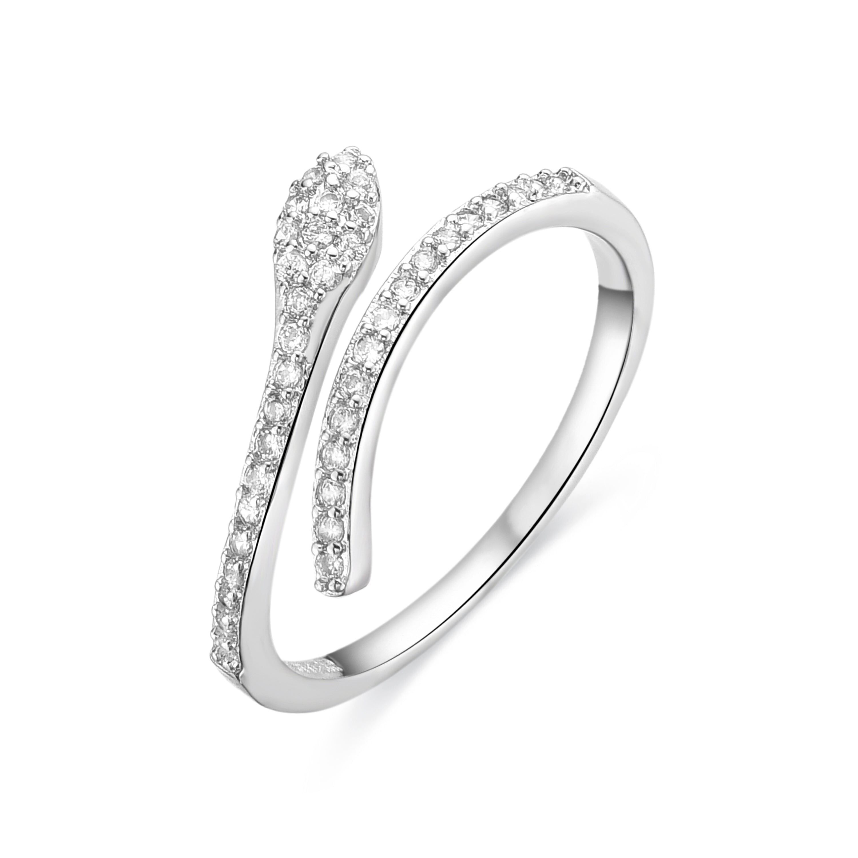 Anello con zirconi lucenti rifiniti in rodio - Nudoa