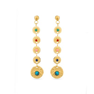 Boucles d'oreilles Turquoise finies en or jaune 18 carats - Elbi