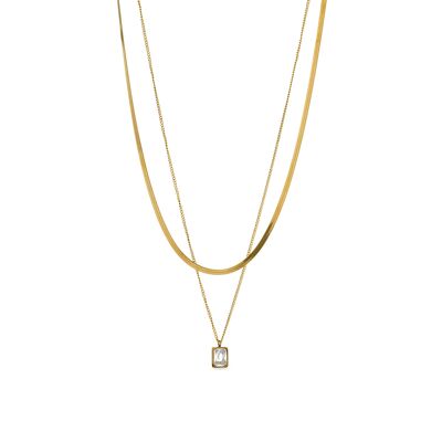 Zirconia necklace finished in 18K yellow gold - Beda