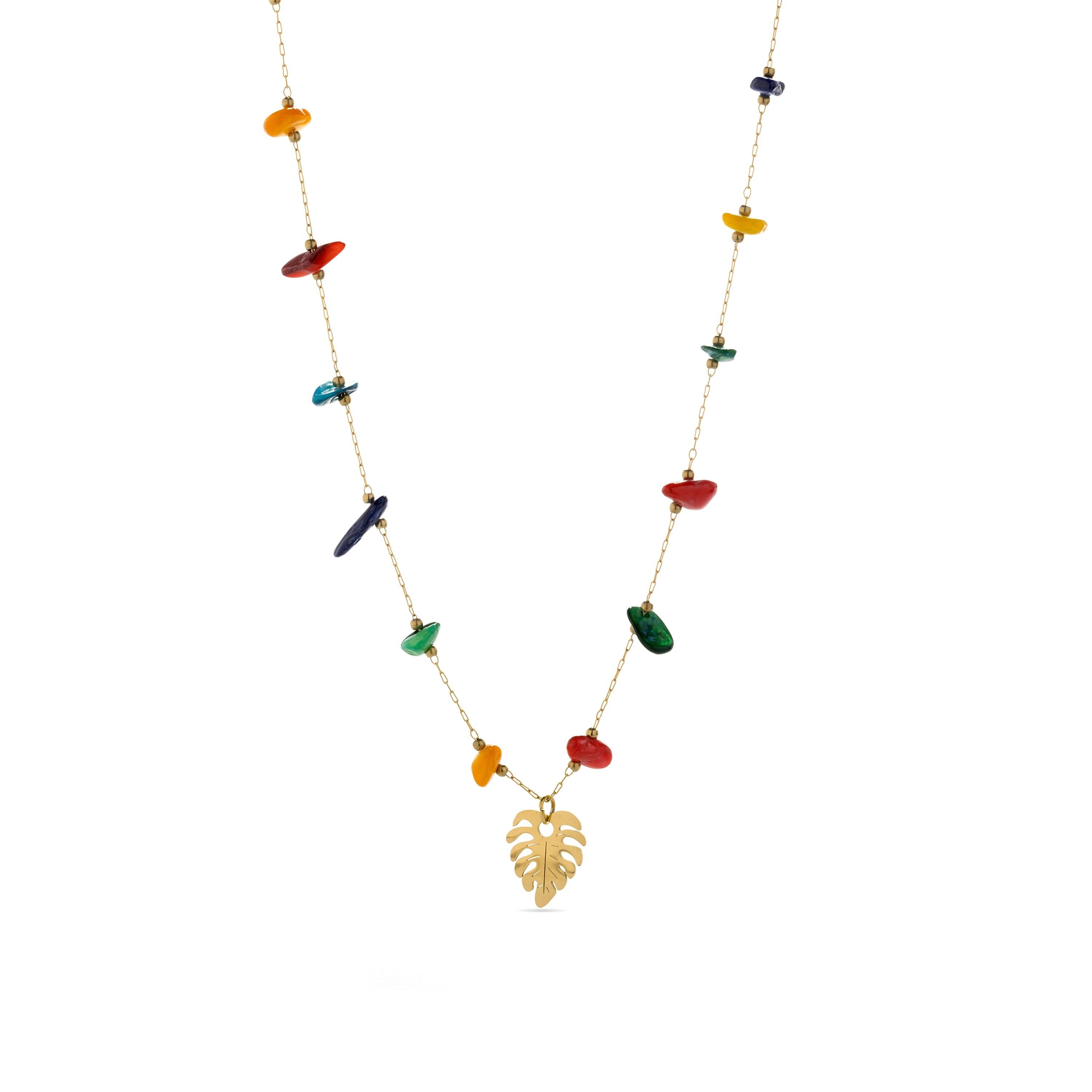 Collana con zirconi multicolor rifinita in oro giallo 18 carati - Ilonda